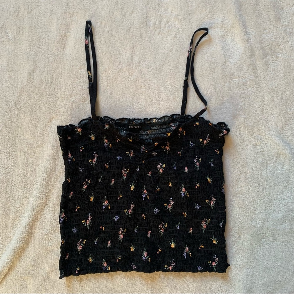 Smocked Forever 21 Floral Tank